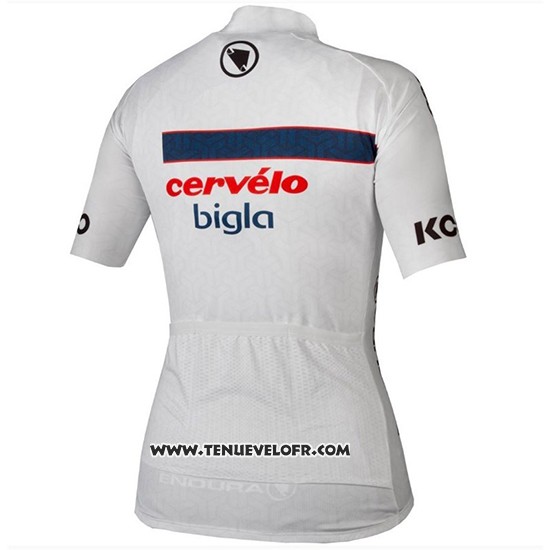 2018 Maillot Ciclismo Cervelo Bigla Blanc Noir Manches Courtes et Cuissard